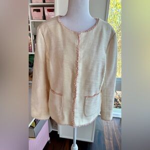 Lilly Pulitzer Idalee Blazer Ivory Tweed w/ Blush Silk Trim Size L
